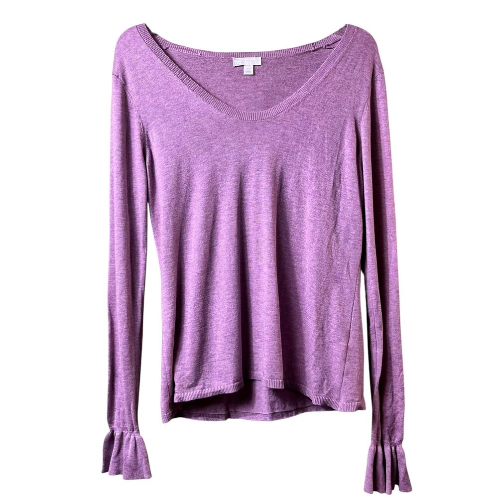 14th & Union Ruffle Sleeve Lightweight Sweater Purple EUC Cotton M (2915)